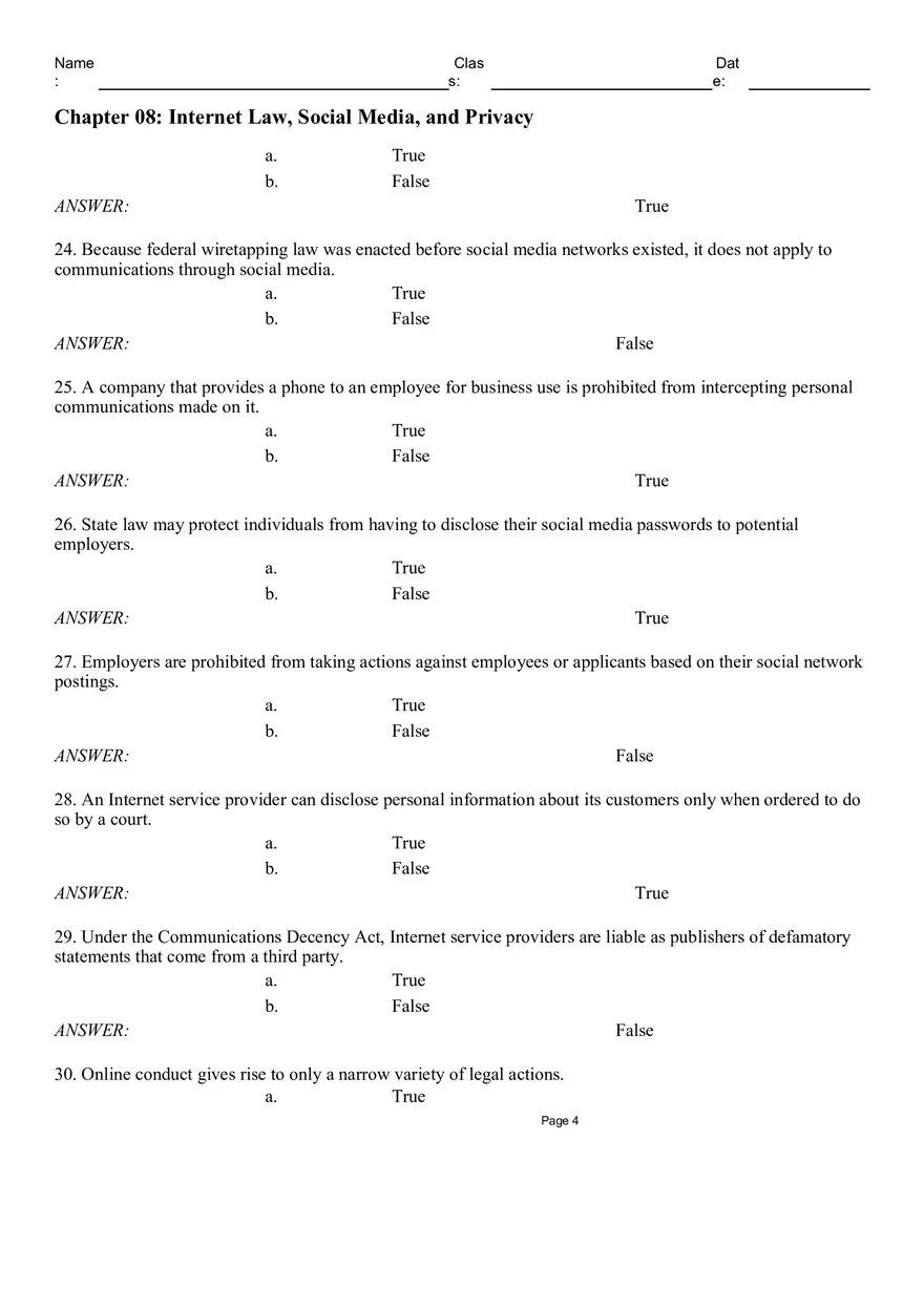 Chapter 08 Internet Law, Social Media, and Privacy - Page 7