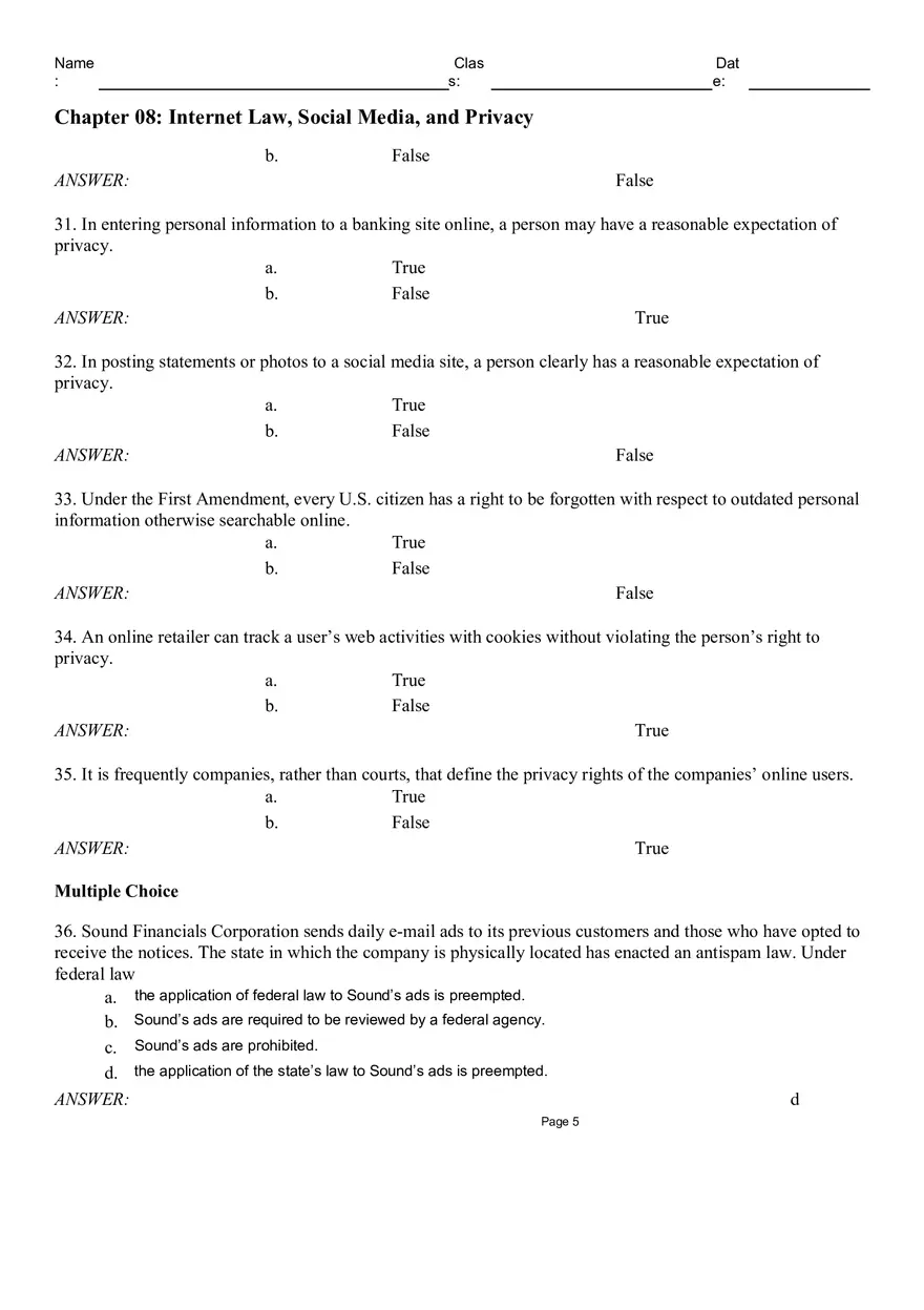 Chapter 08 Internet Law, Social Media, and Privacy - Page 8