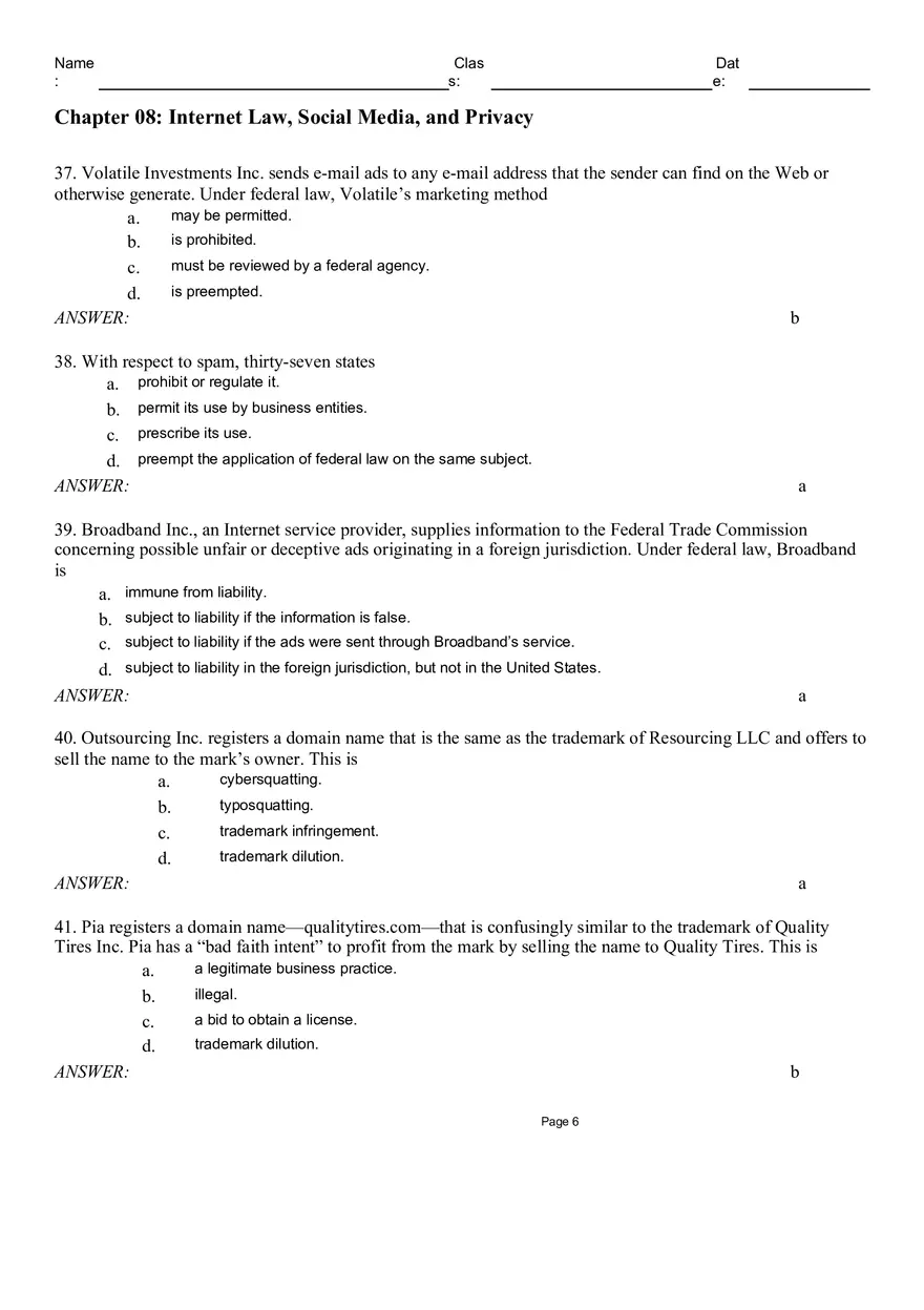 Chapter 08 Internet Law, Social Media, and Privacy - Page 9