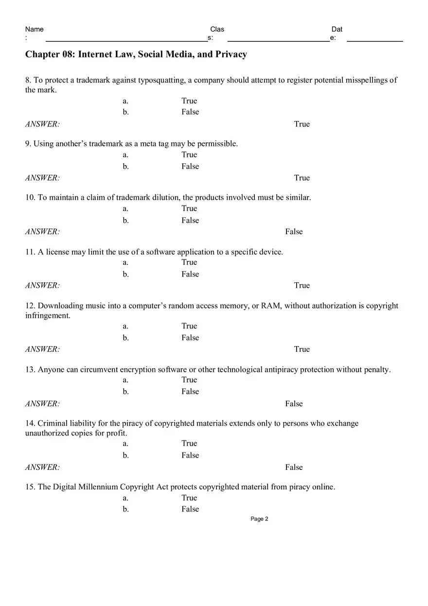 Chapter 08 Internet Law, Social Media, and Privacy - Page 2