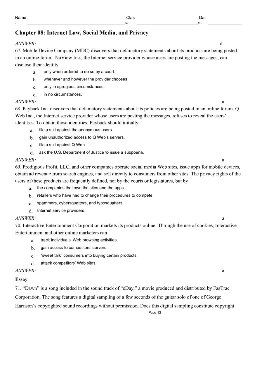 Chapter 08 Internet Law, Social Media, and Privacy - Page 4