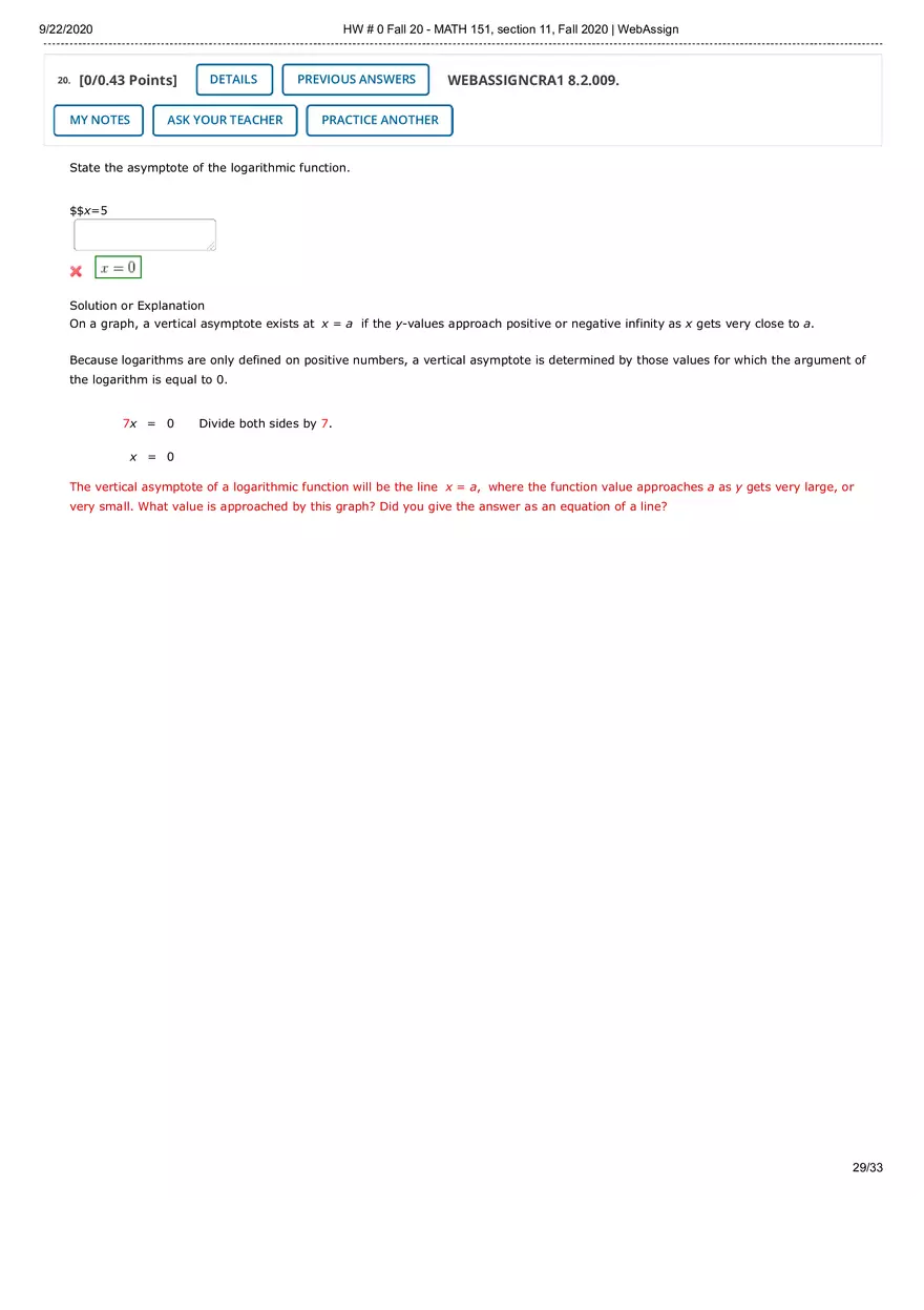 Webassign Calculus 1 Answers - Page 20
