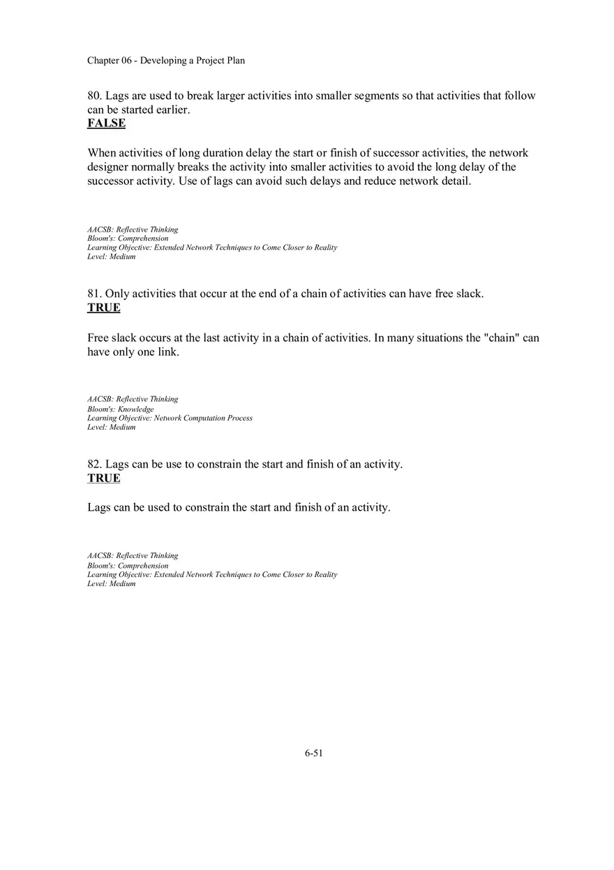 Chapter 06 - Developing a Project Plan True False - Page 7