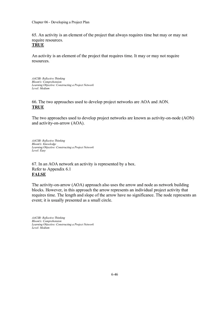 Chapter 06 - Developing a Project Plan True False - Page 2
