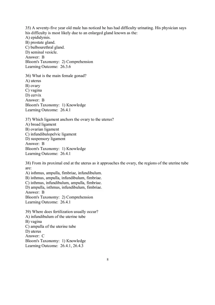 Chapter 26 The Reproductive System Answers Part 1 - Page 8
