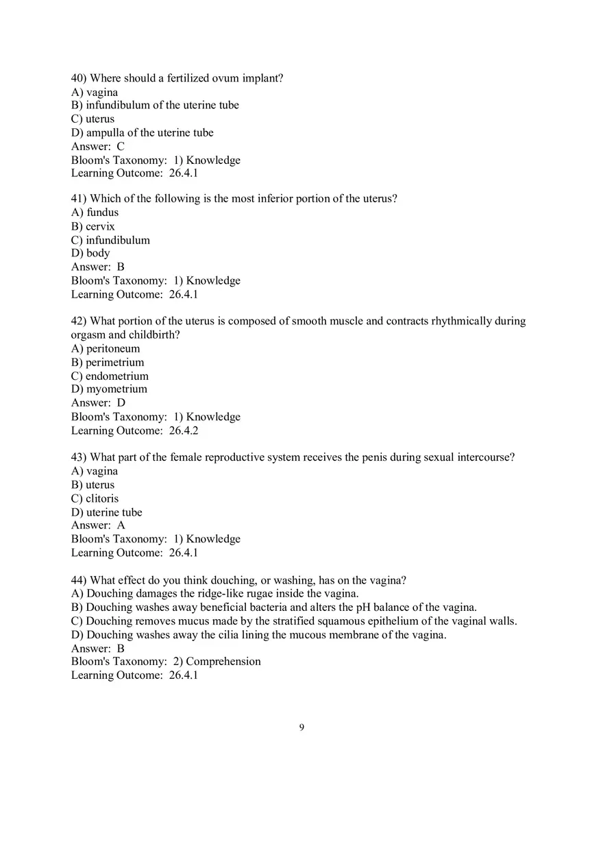 Chapter 26 The Reproductive System Answers Part 1 - Page 9