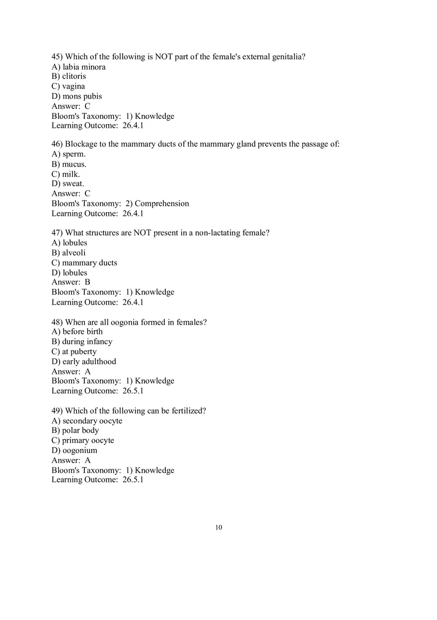 Chapter 26 The Reproductive System Answers Part 1 - Page 10