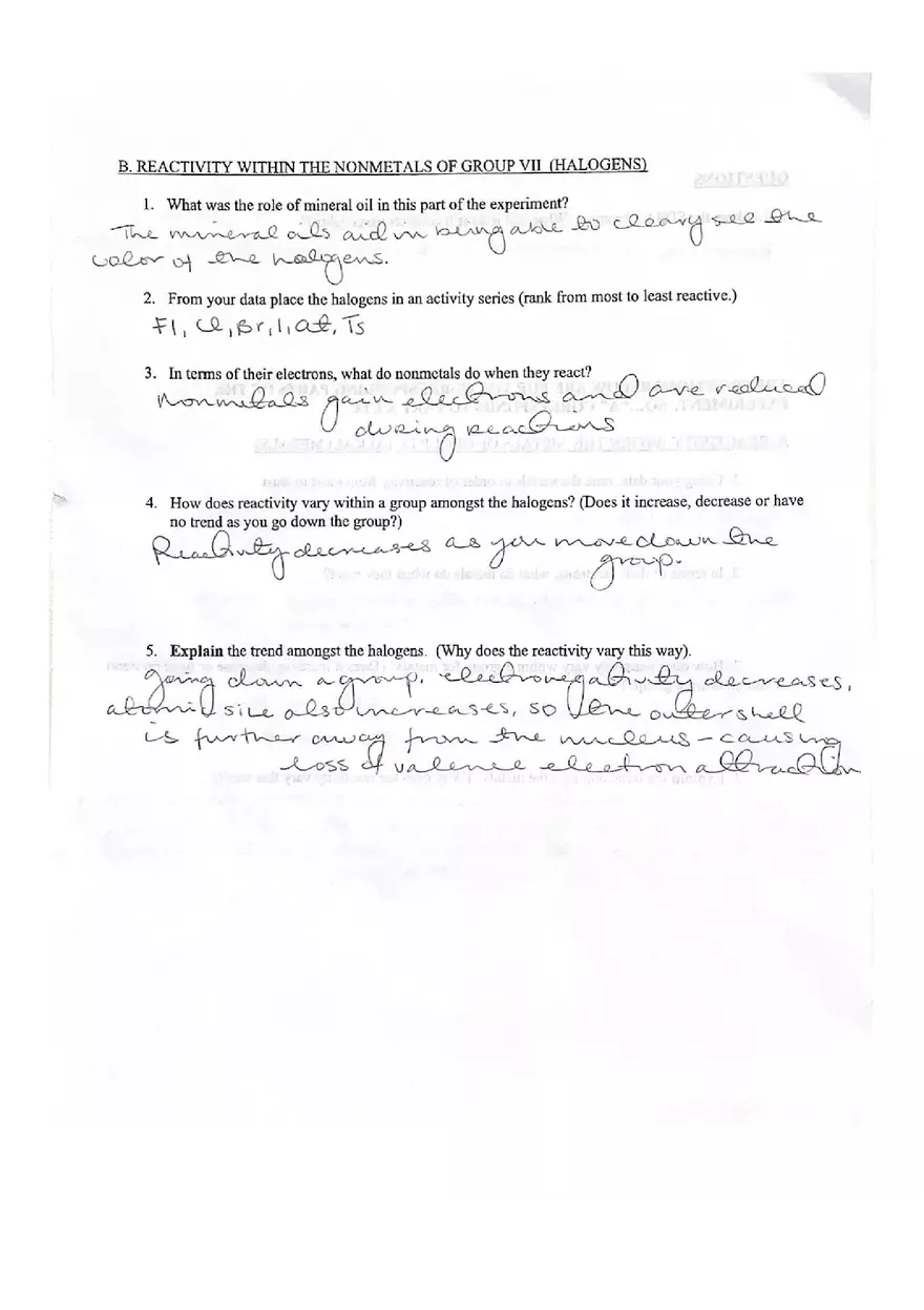 Experiment 6 Chemical Periodicity - Page 8