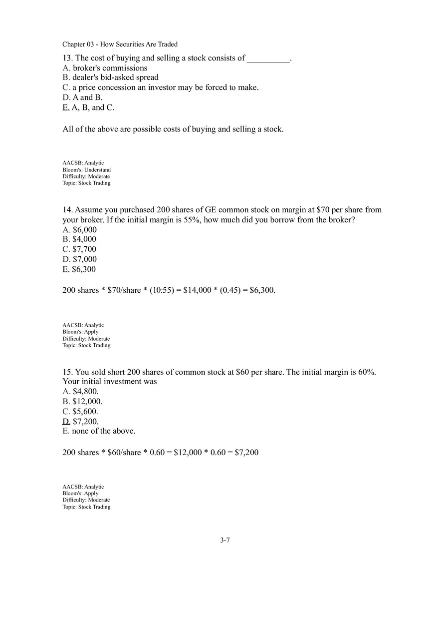 Chapter 03 How Securities Are Traded Answer Key Part 1 - Page 7