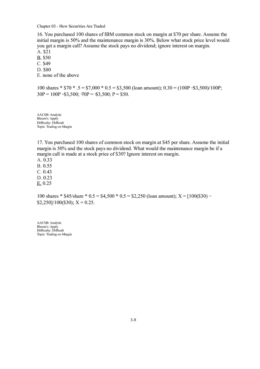 Chapter 03 How Securities Are Traded Answer Key Part 1 - Page 8