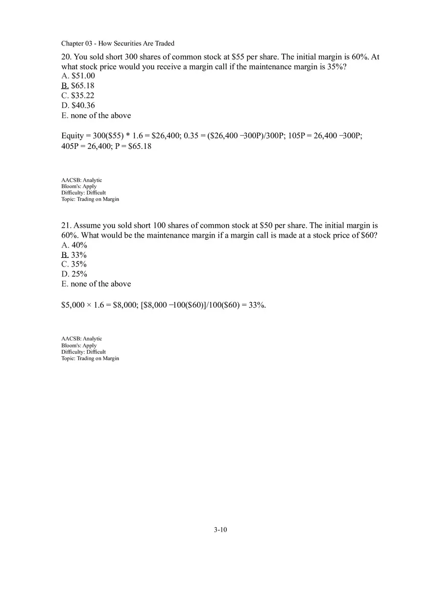 Chapter 03 How Securities Are Traded Answer Key Part 1 - Page 10