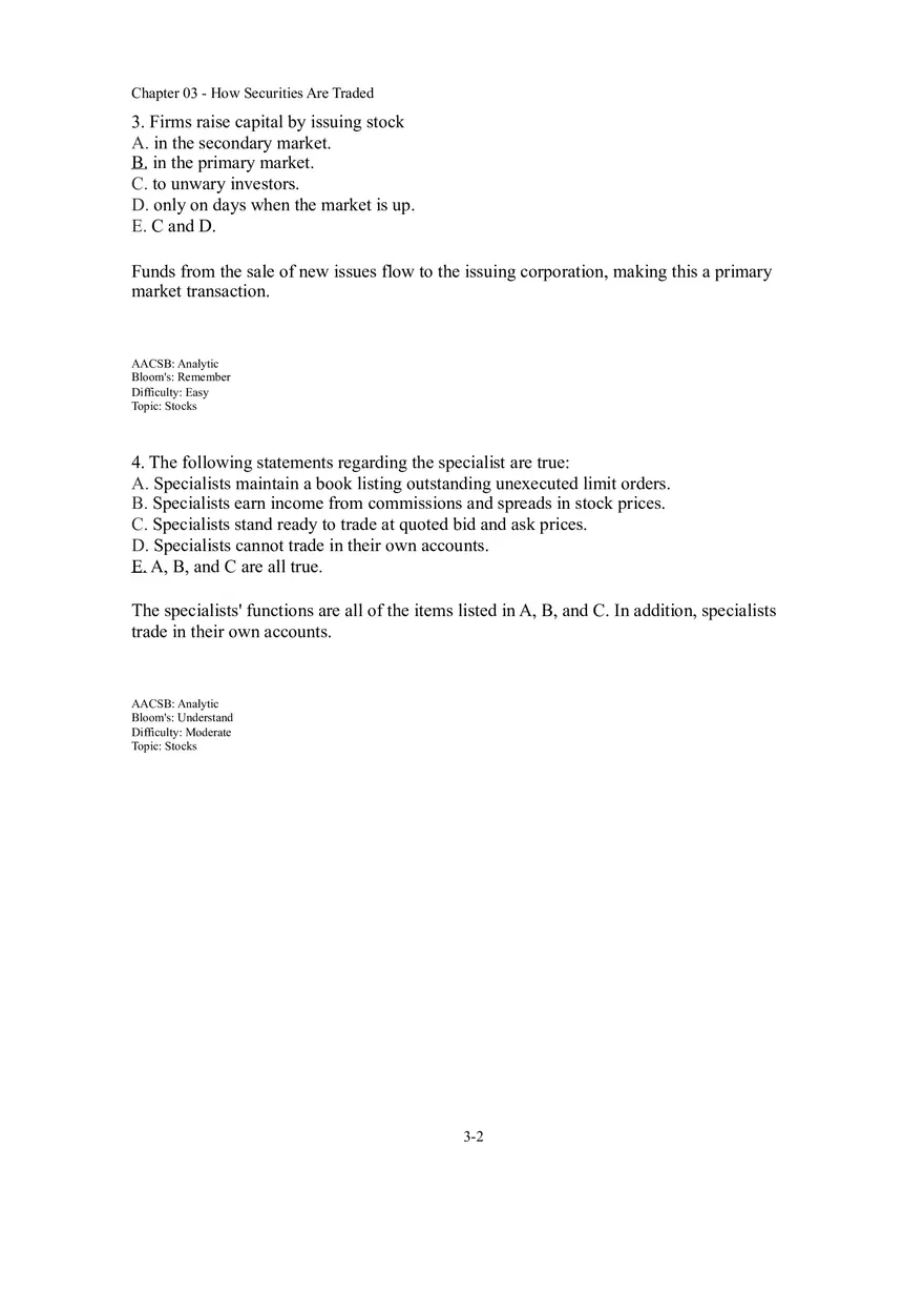 Chapter 03 How Securities Are Traded Answer Key Part 1 - Page 2