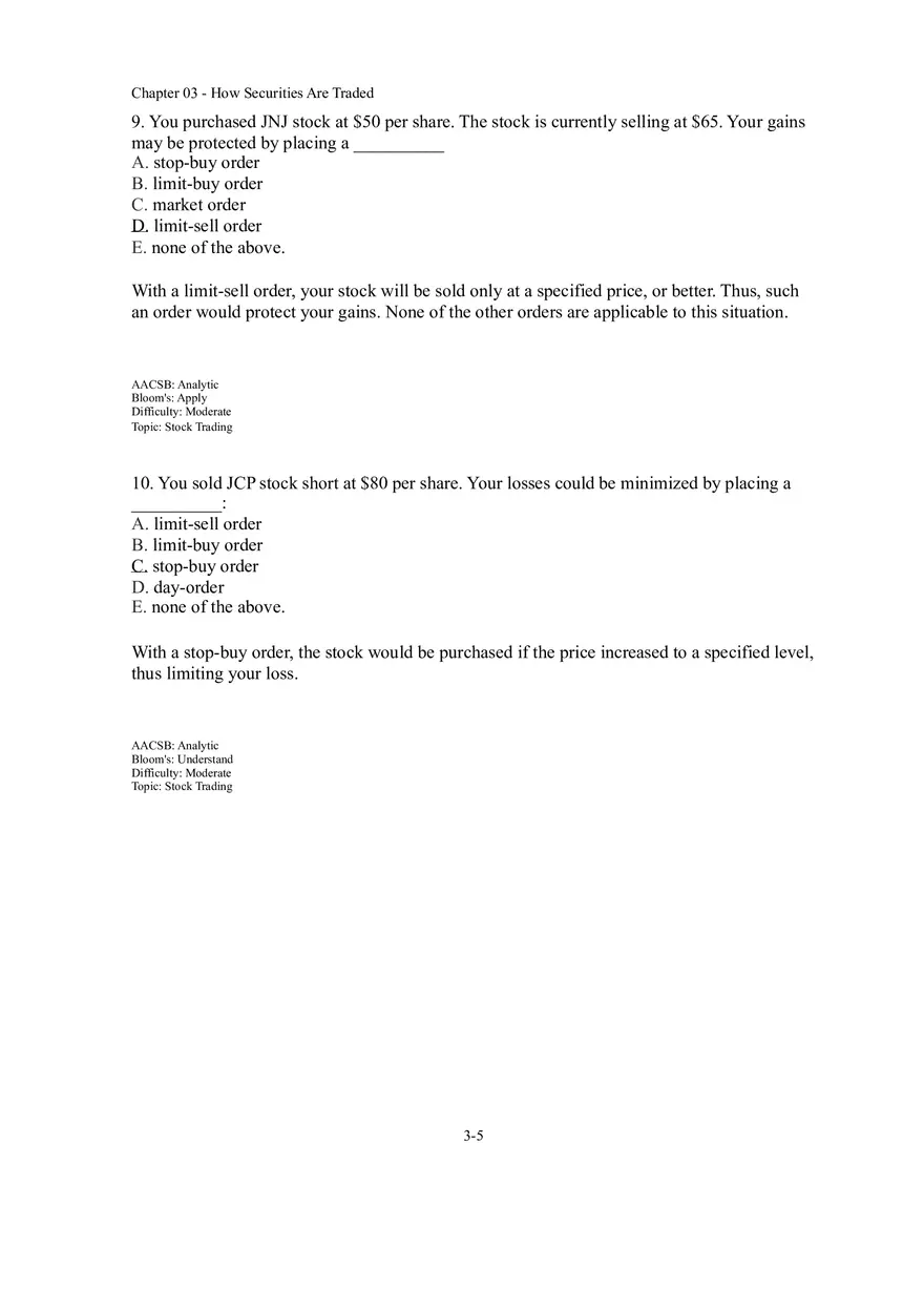 Chapter 03 How Securities Are Traded Answer Key Part 1 - Page 5
