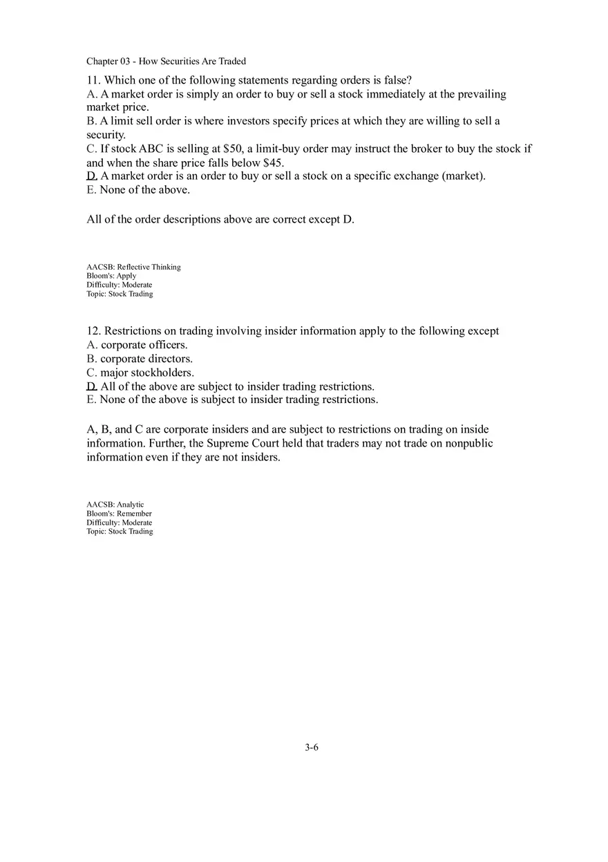 Chapter 03 How Securities Are Traded Answer Key Part 1 - Page 6