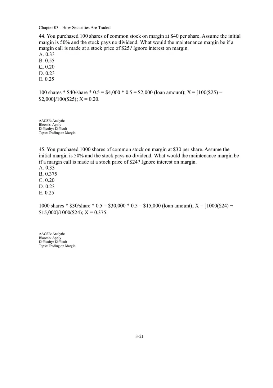 Chapter 03 How Securities Are Traded Answer Key Part 3 - Page 1