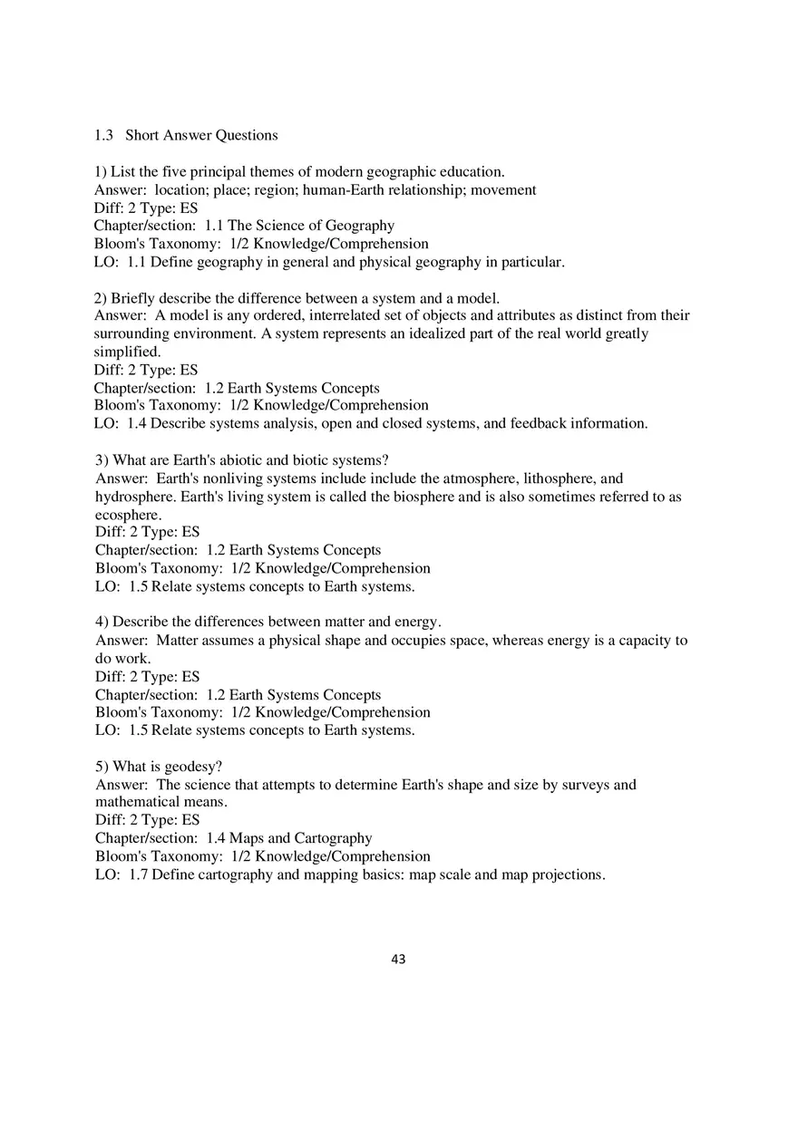 Chapter 1 Essentials of Geography Short Answer Questions - Page 1