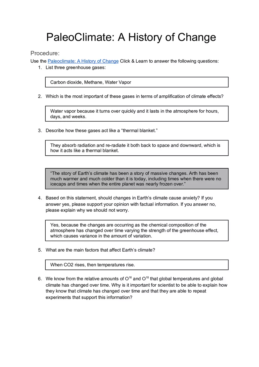 PaleoClimate A History of Change - Page 1