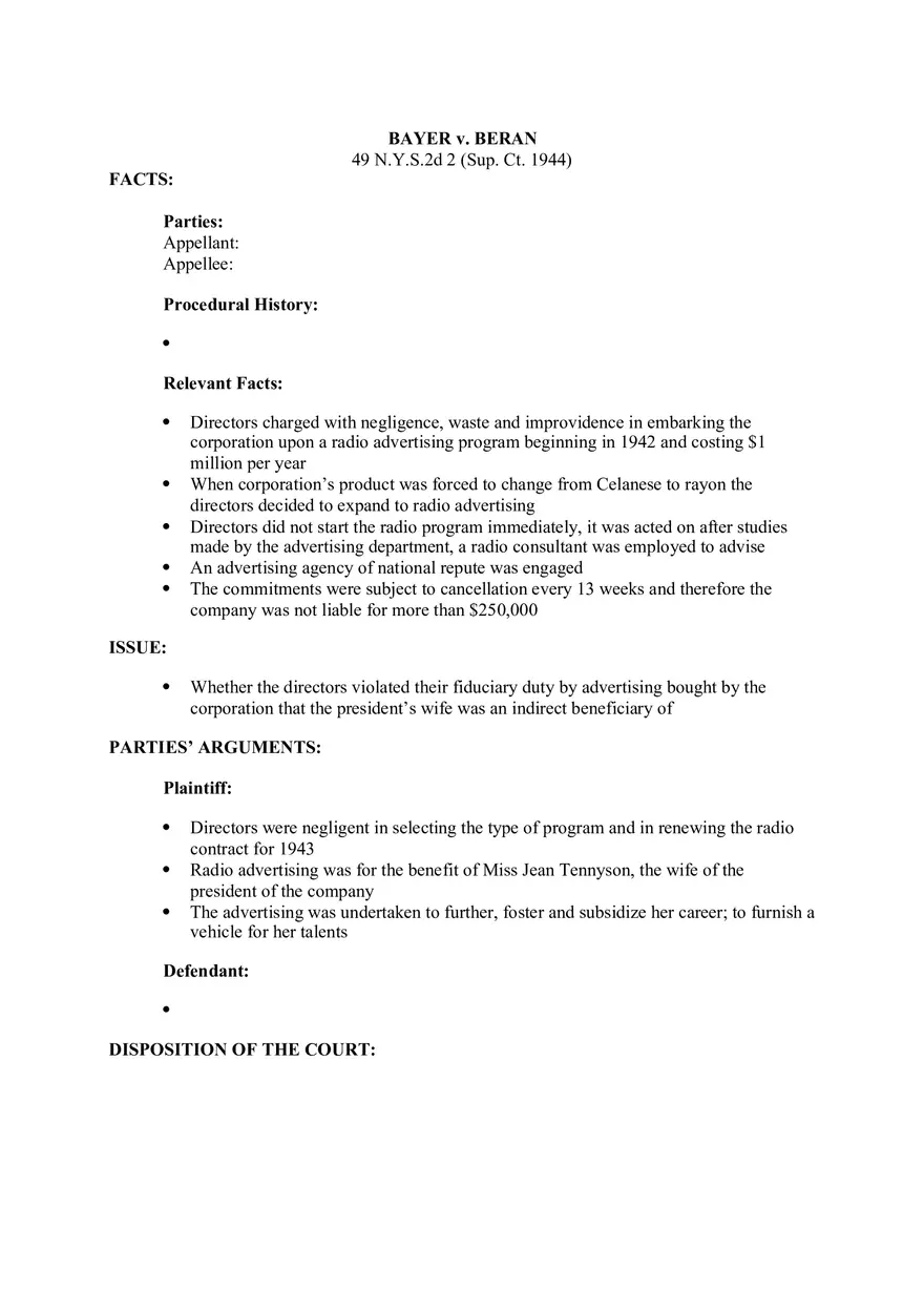Bayer v. Beran - Page 1