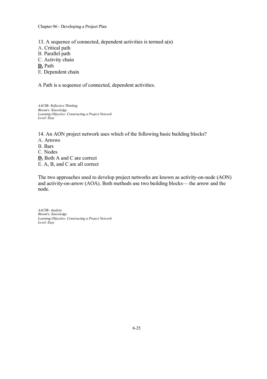 Chapter 06 - Developing a Project Plan Multiple Choice Part 1 - Page 7