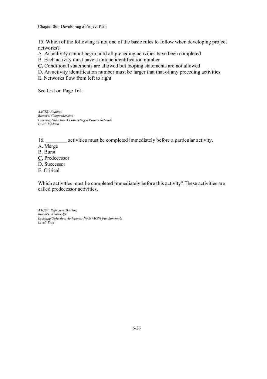 Chapter 06 - Developing a Project Plan Multiple Choice Part 1 - Page 8