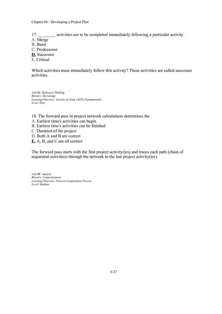 Chapter 06 - Developing a Project Plan Multiple Choice Part 1 - Page 9