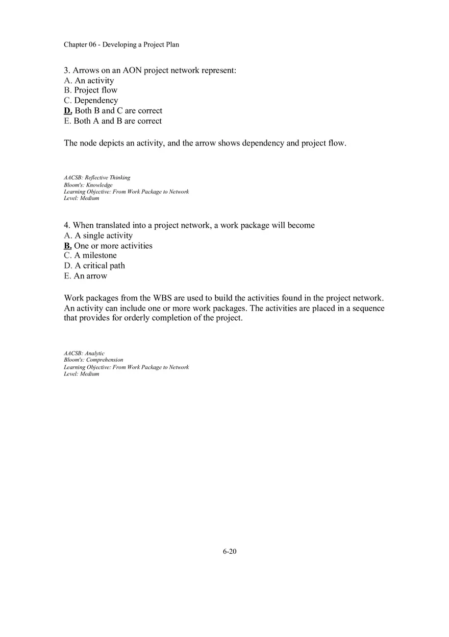 Chapter 06 - Developing a Project Plan Multiple Choice Part 1 - Page 2