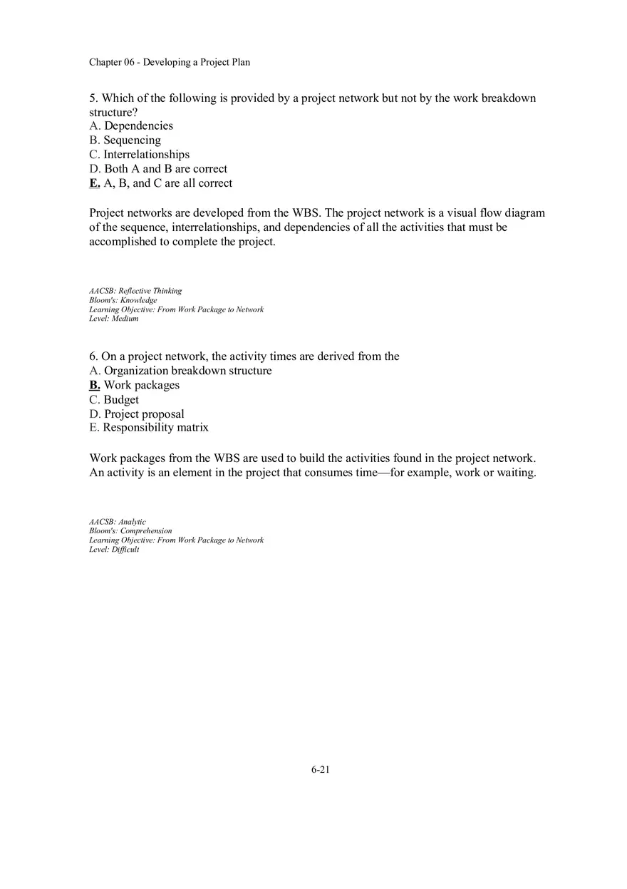 Chapter 06 - Developing a Project Plan Multiple Choice Part 1 - Page 3