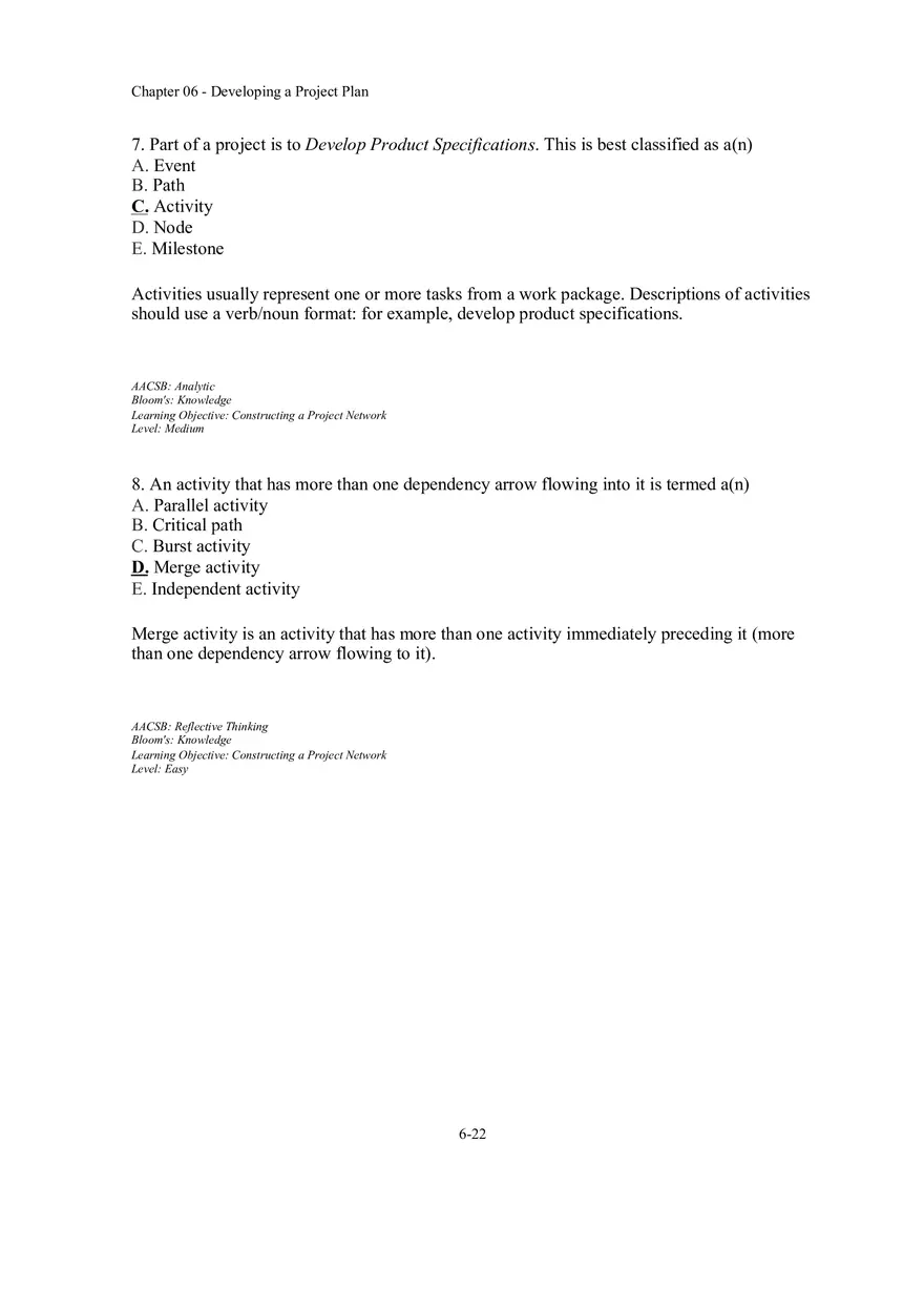 Chapter 06 - Developing a Project Plan Multiple Choice Part 1 - Page 4