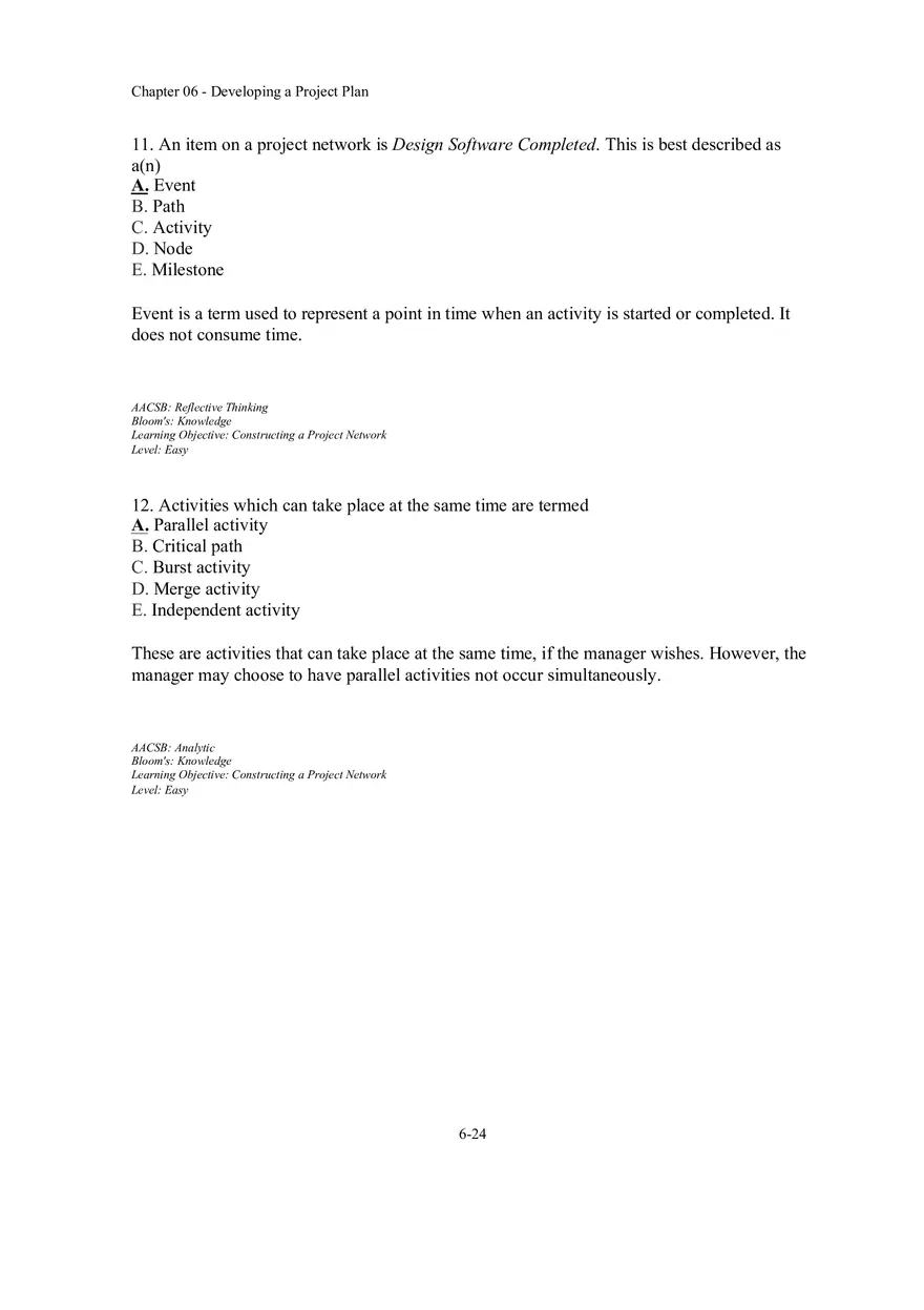 Chapter 06 - Developing a Project Plan Multiple Choice Part 1 - Page 6