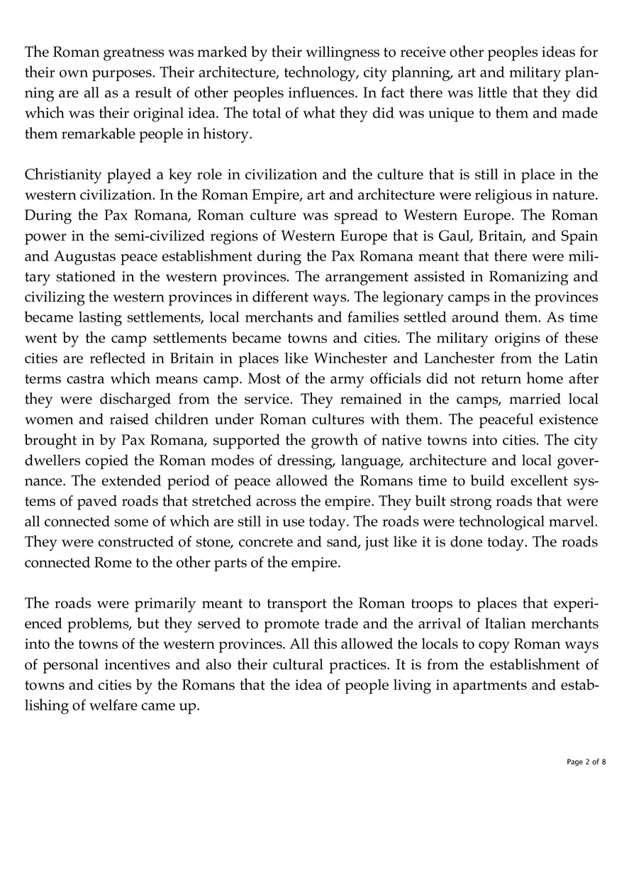 Roman Influence on Western Civilization - Page 2