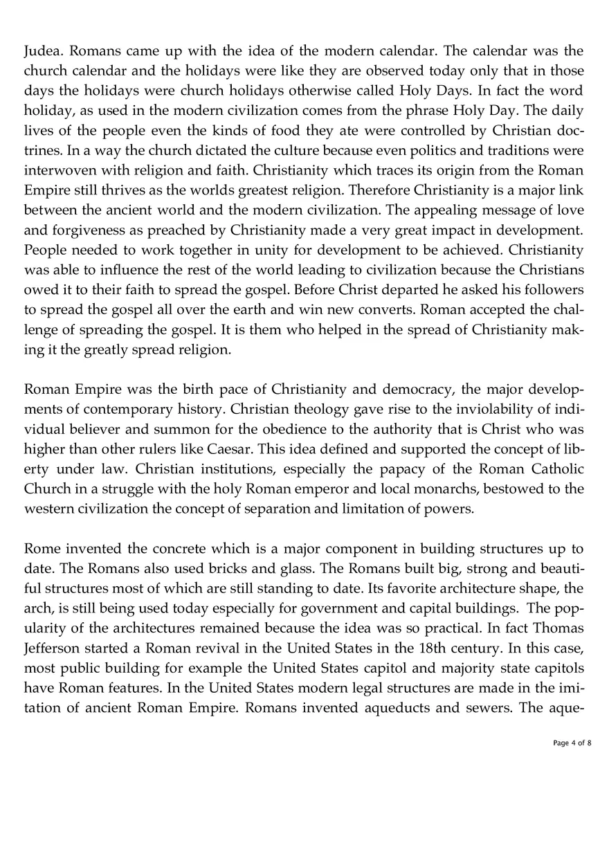 Roman Influence on Western Civilization - Page 4