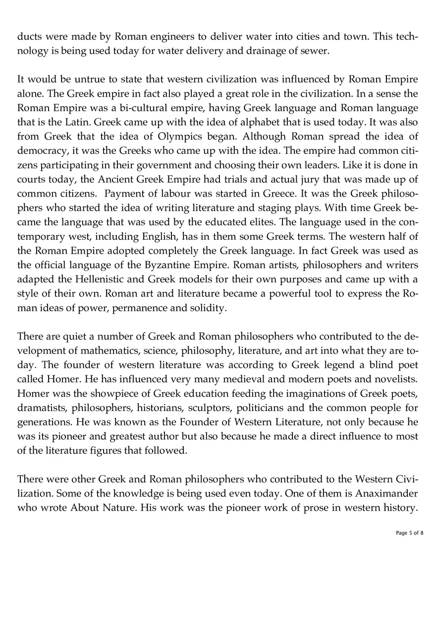 Roman Influence on Western Civilization - Page 5
