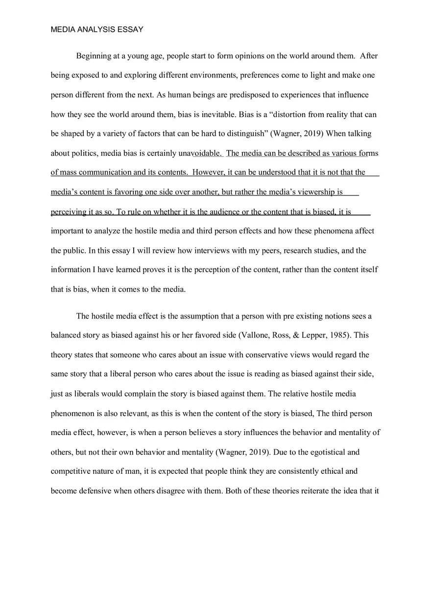 Media Analysis Essay - Page 1