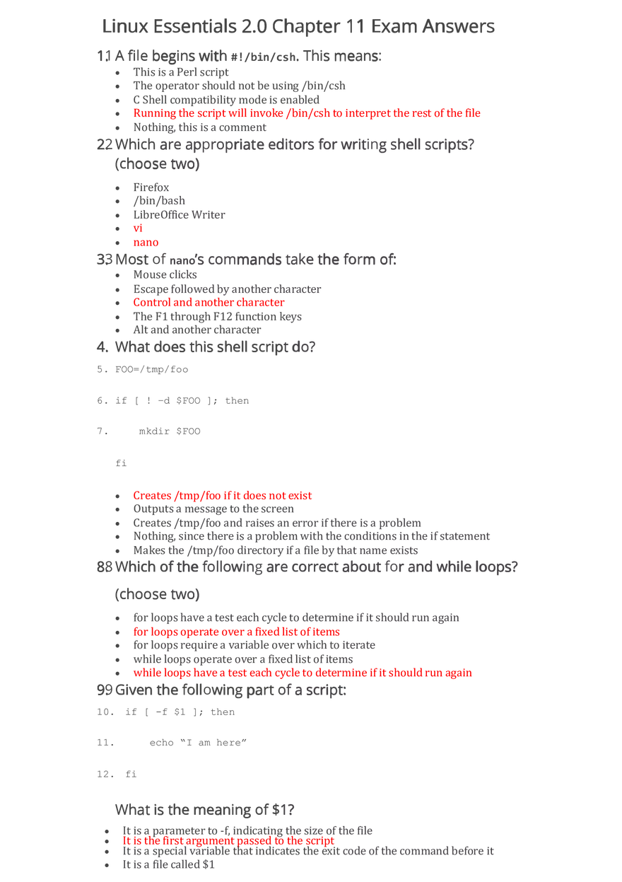 Linux Essentials 2.0 Chapter 11 Exam Answers - Page 1