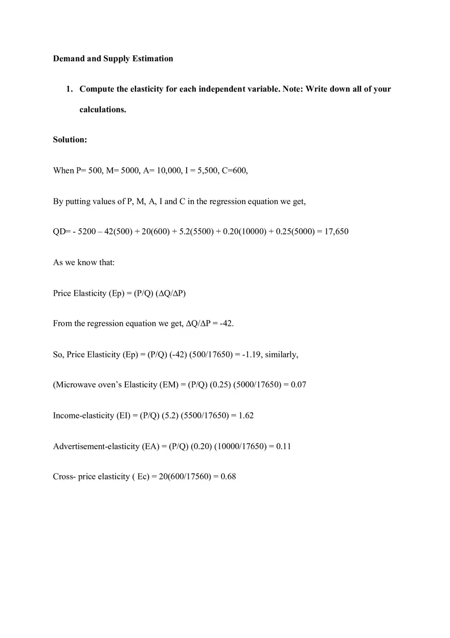 Assignment 1 Demand and Supply Estimation - Page 2