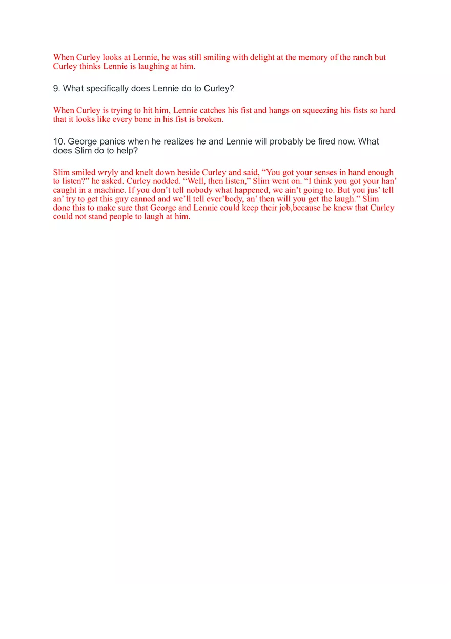 Of Mice and Men Chapter 3 Questions - Page 2