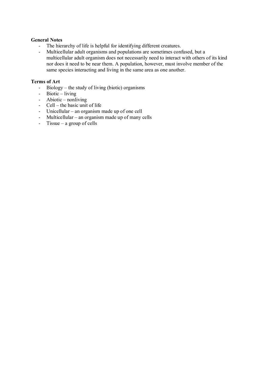 Biology Hierarchy of Life - Page 2