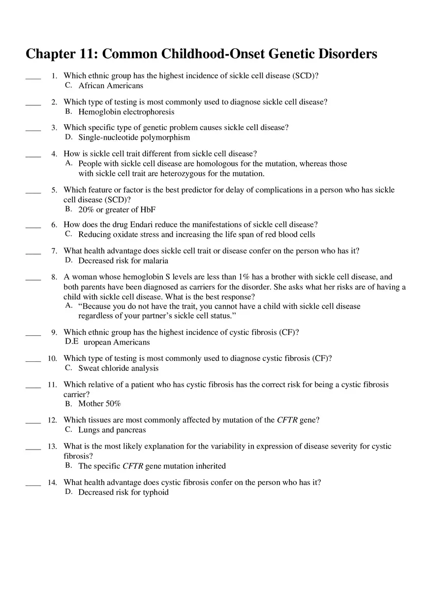 Chapter 11 Common Childhood-Onset Genetic Disorders - Page 1