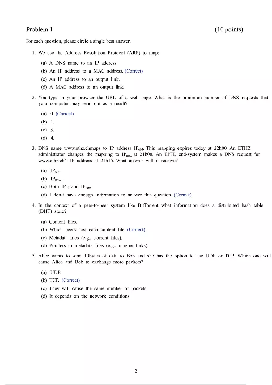 Computer Networks - Final Exam - Page 2