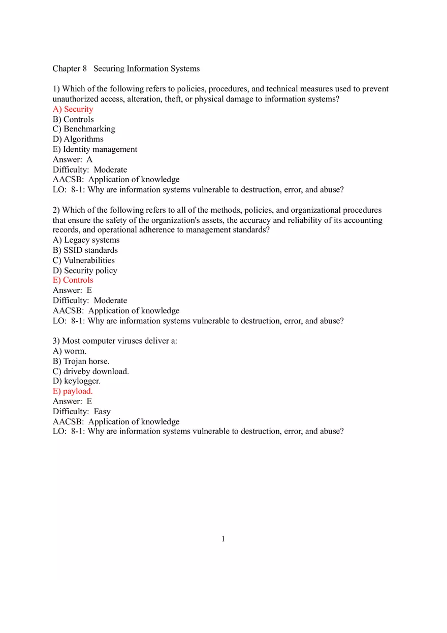 Chapter 8 Securing Information Systems - Page 1