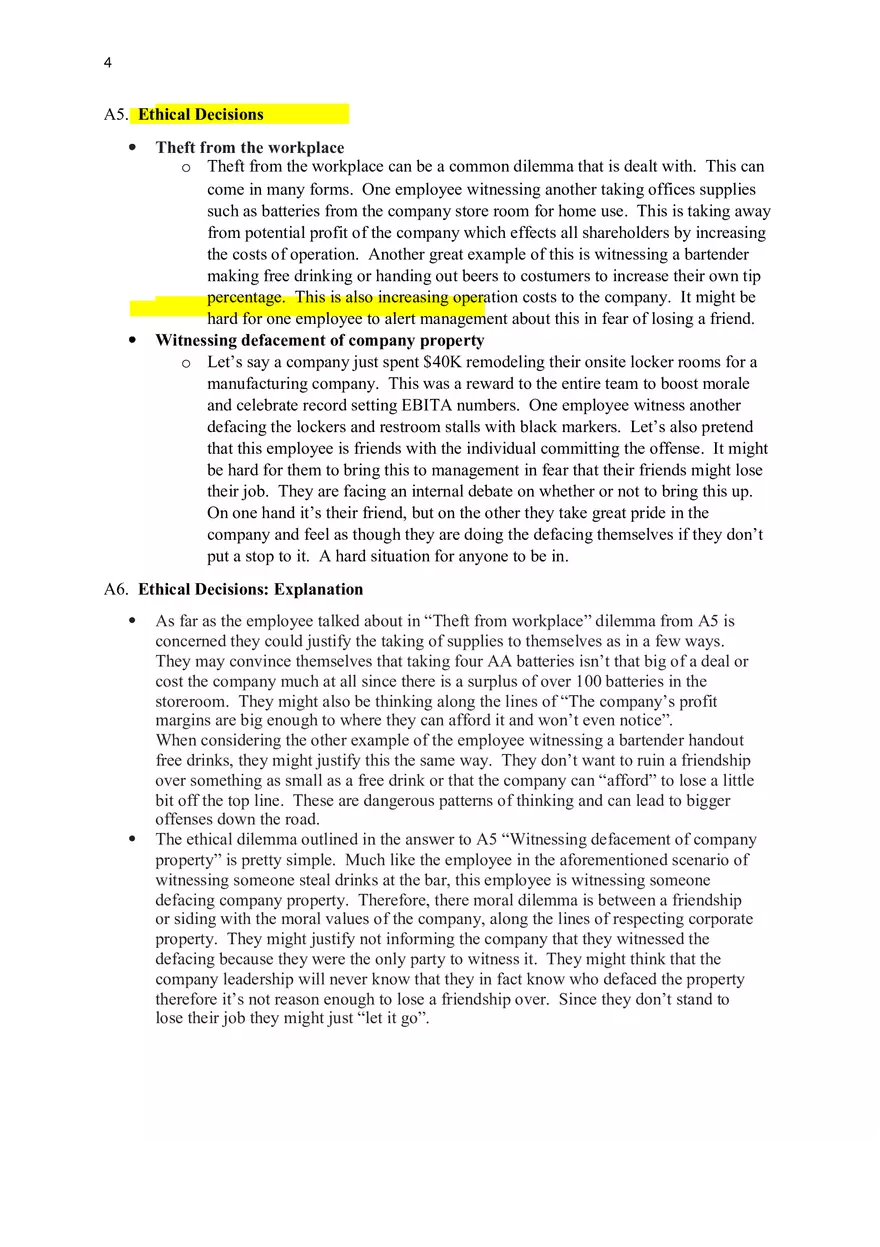 Employees’ Rights and Responsibilities and Employer’s Ethical Responsibilities - Page 4