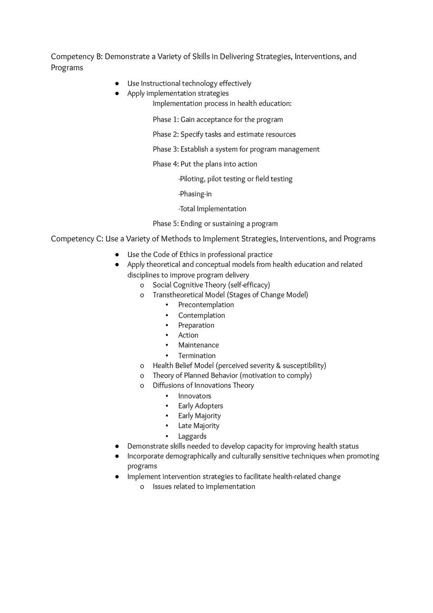 Area of Responsibility III Implement Health Education Strategies, Interventions, and Programs - Page 2