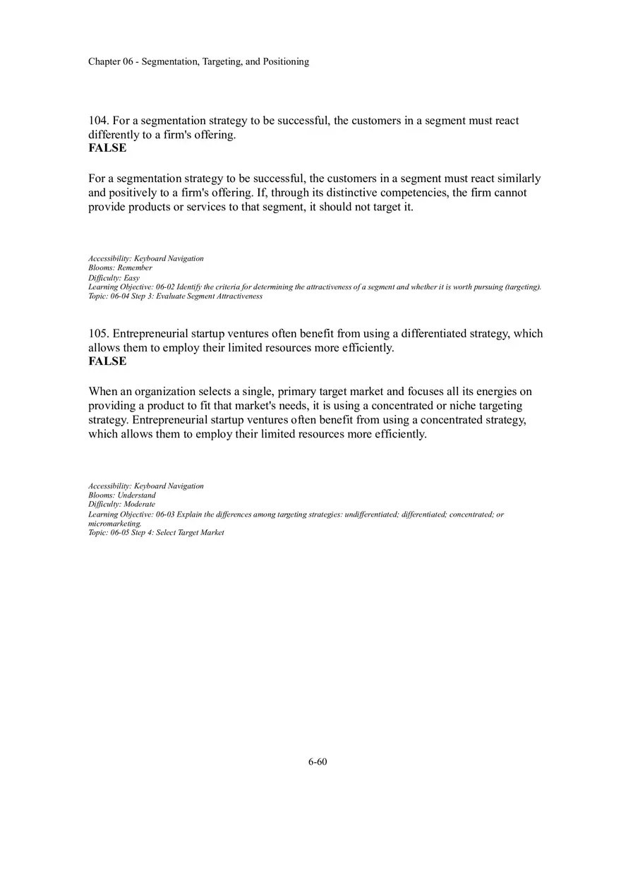 Segmentation, Targeting, and Positioning True False - Page 3