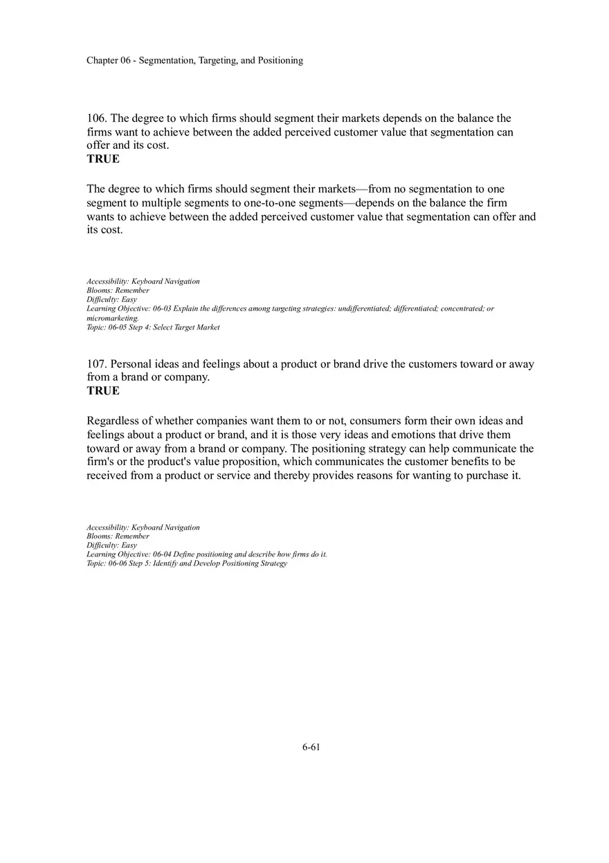 Segmentation, Targeting, and Positioning True False - Page 4