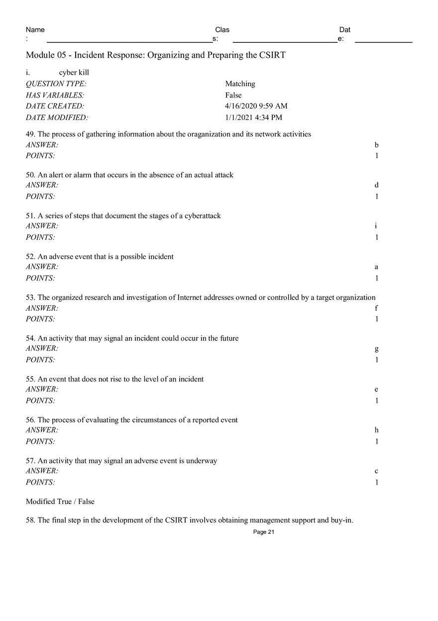 Incident Response Organizingand Preparing the CSIRT Short Answer - Page 8