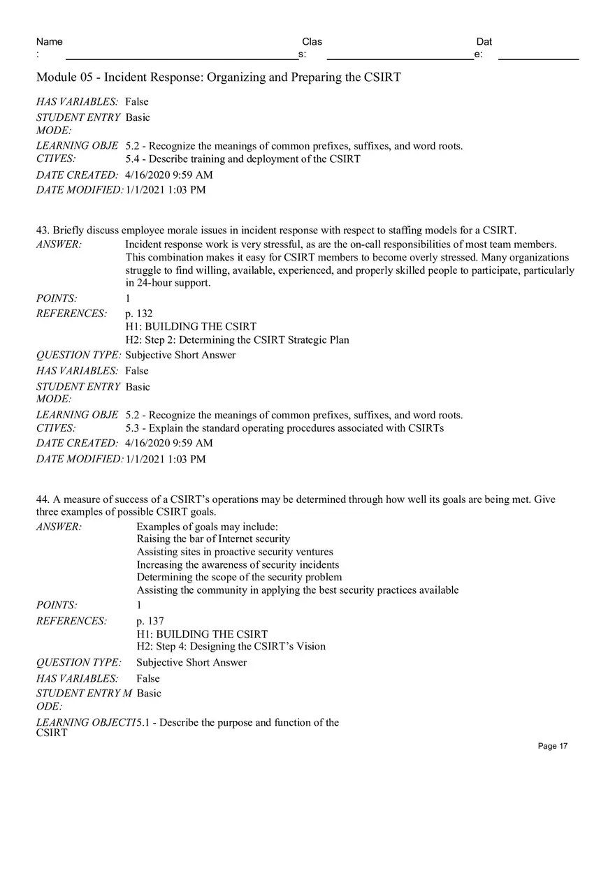 Incident Response Organizingand Preparing the CSIRT Short Answer - Page 2