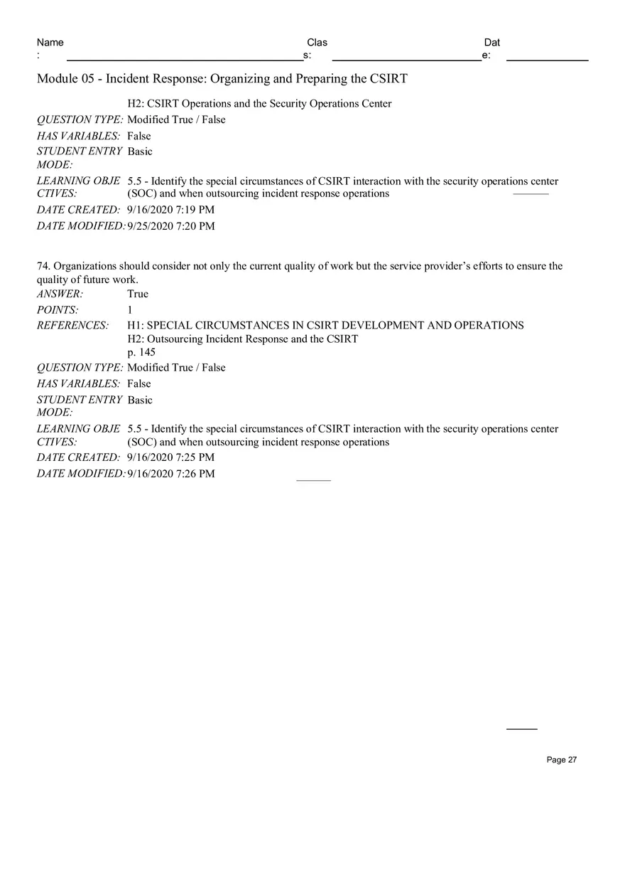 Incident Response Organizingand Preparing the CSIRT Short Answer - Page 4