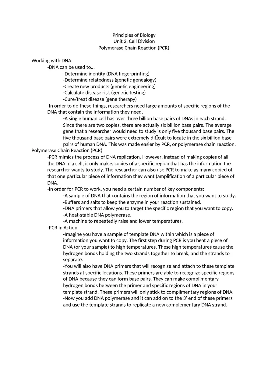 Polymerase Chain Reaction - Page 1