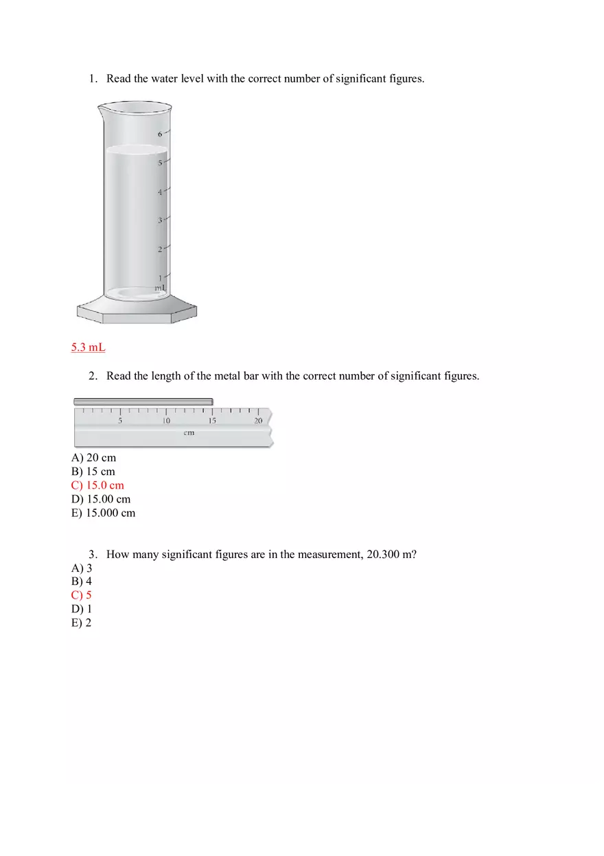 Read the Water Level with the Correct Number of Significant Figures - Page 1
