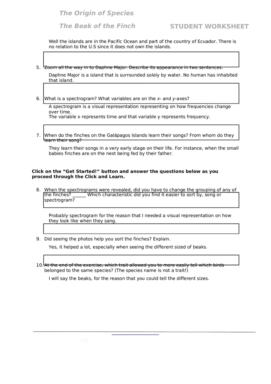 Finch Species Worksheet 2020 - Page 2